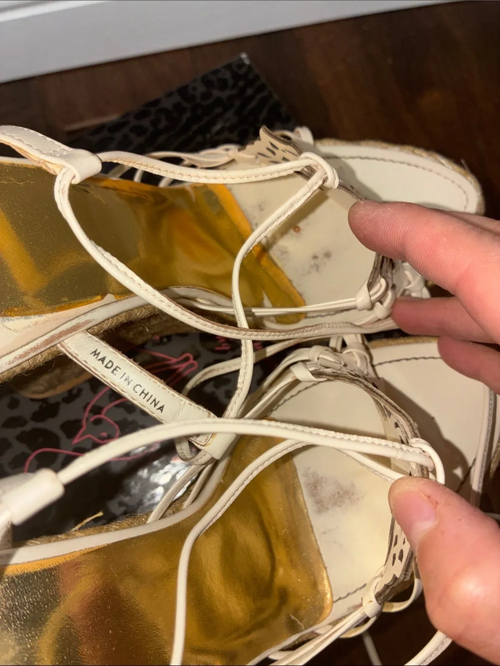 Y2K Baby Phat White Lace-Up Platform Wedge Sandals Espadrilles Wrap around 8.5